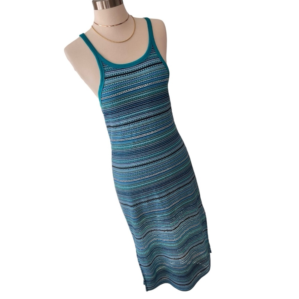 Vintage Y2K No Boundaries blue stripe knit maxi tank dress Junior's M - Picture 2 of 15